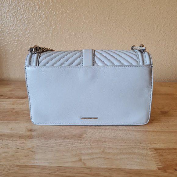 Rebecca Minkoff Quilted Chevron Crossbody Shoulder Bag Leather Flap Top Perla - Picture 4 of 8